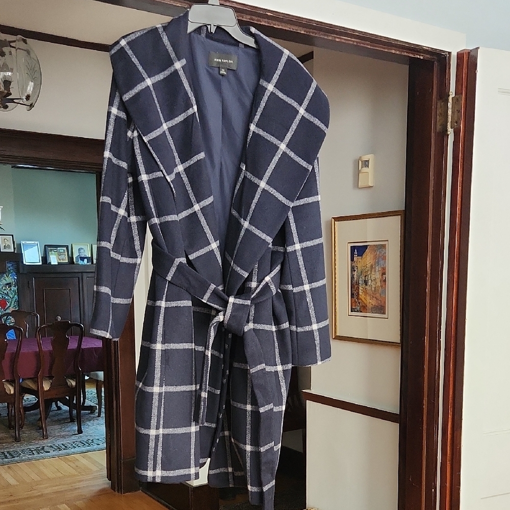 Navy Plaid Women's Coat